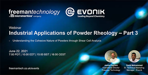 Click here to listen to Understanding the Cohesive Nature of Powders through Shear Cell Analysis