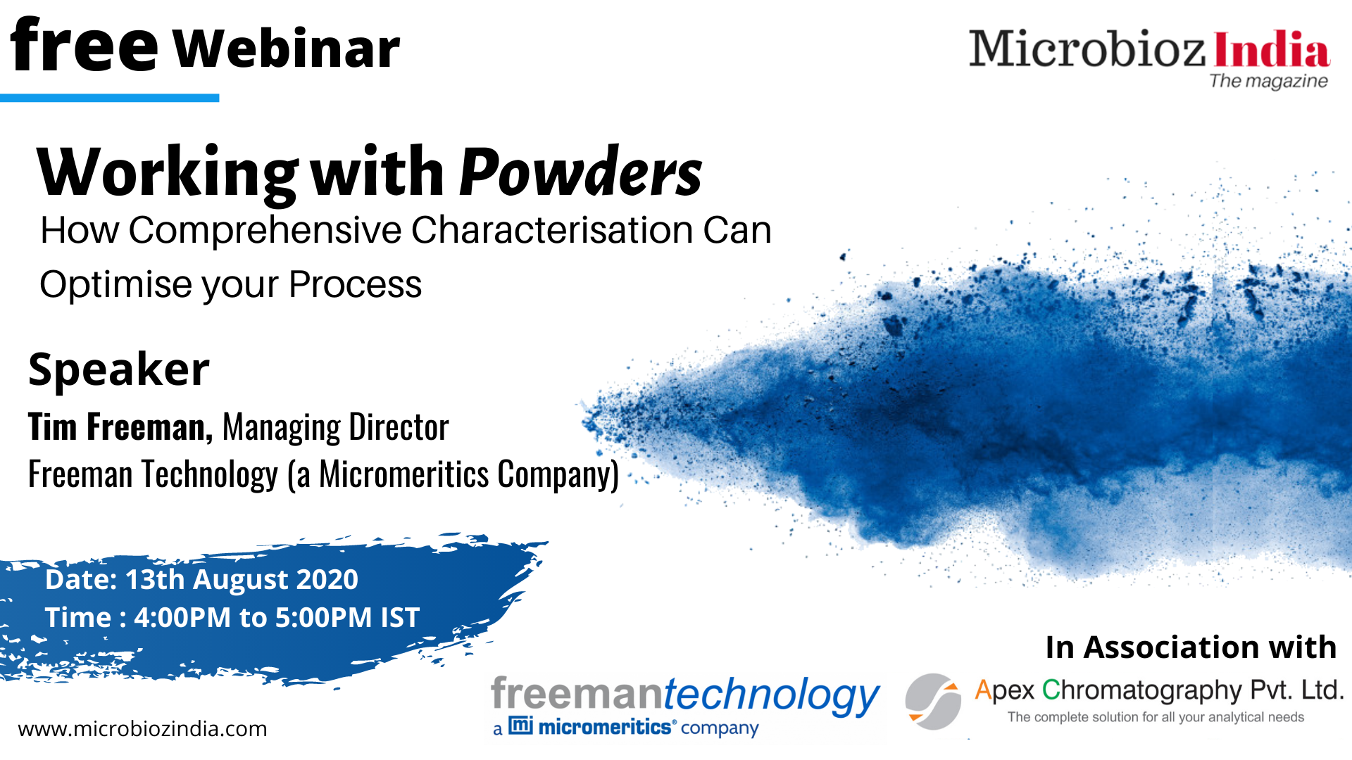 Join our distributors Apex Chromatography for a working with powders webinar