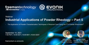 Image reads Industrial Applications of Powder Rheology - Part 5