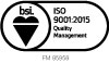 BSi Logo - Black Oval with ISO 9001:2015 written in black in the middle