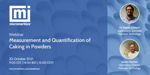 Join us for 'Measurement and Quantification of Caking in Powders' webinar
