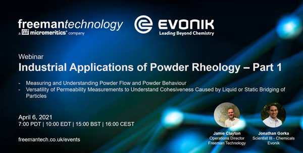 Industrial applications for powder rheology webinar series